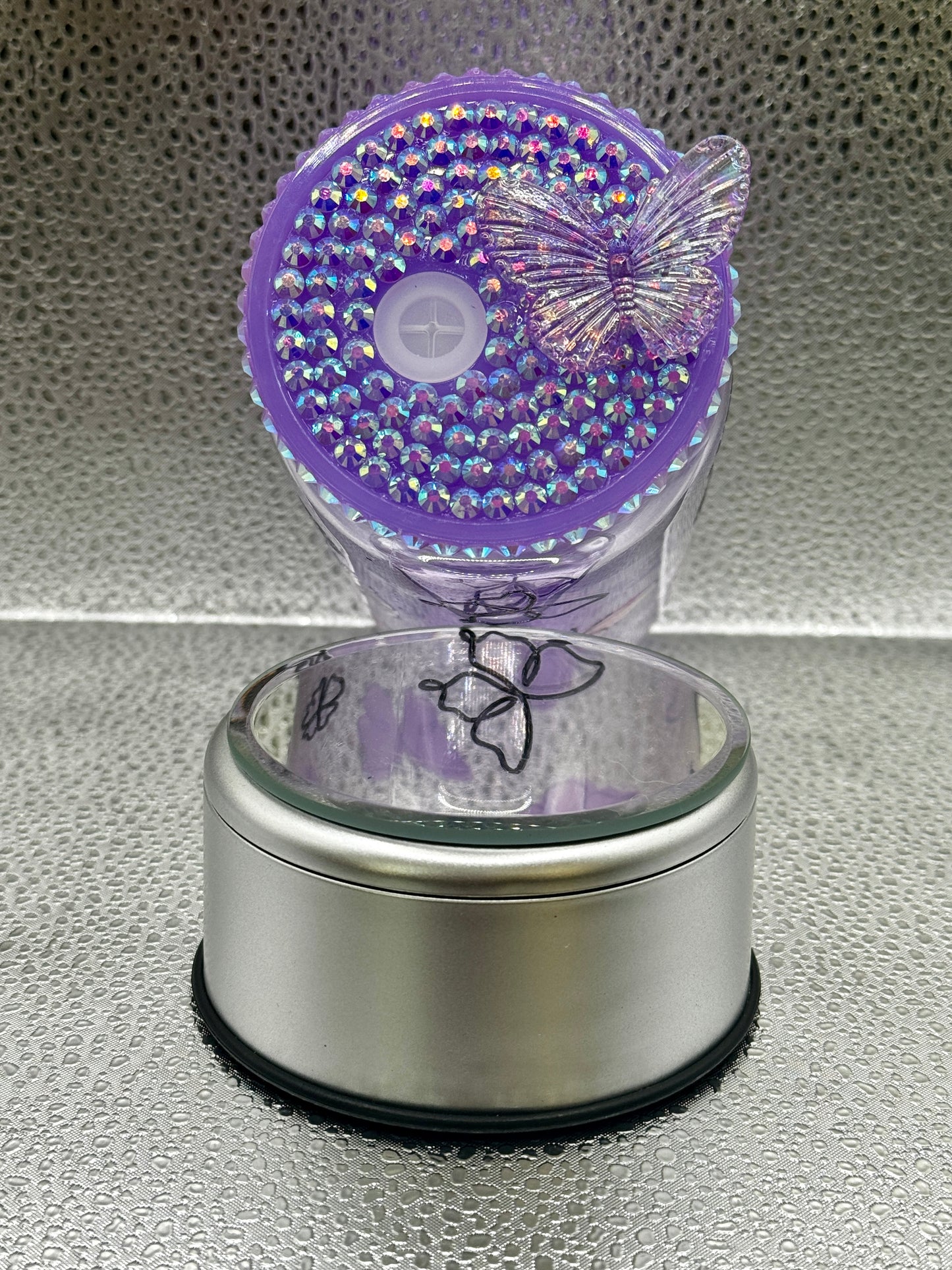 Purple Butterfly Plastic Drink Can