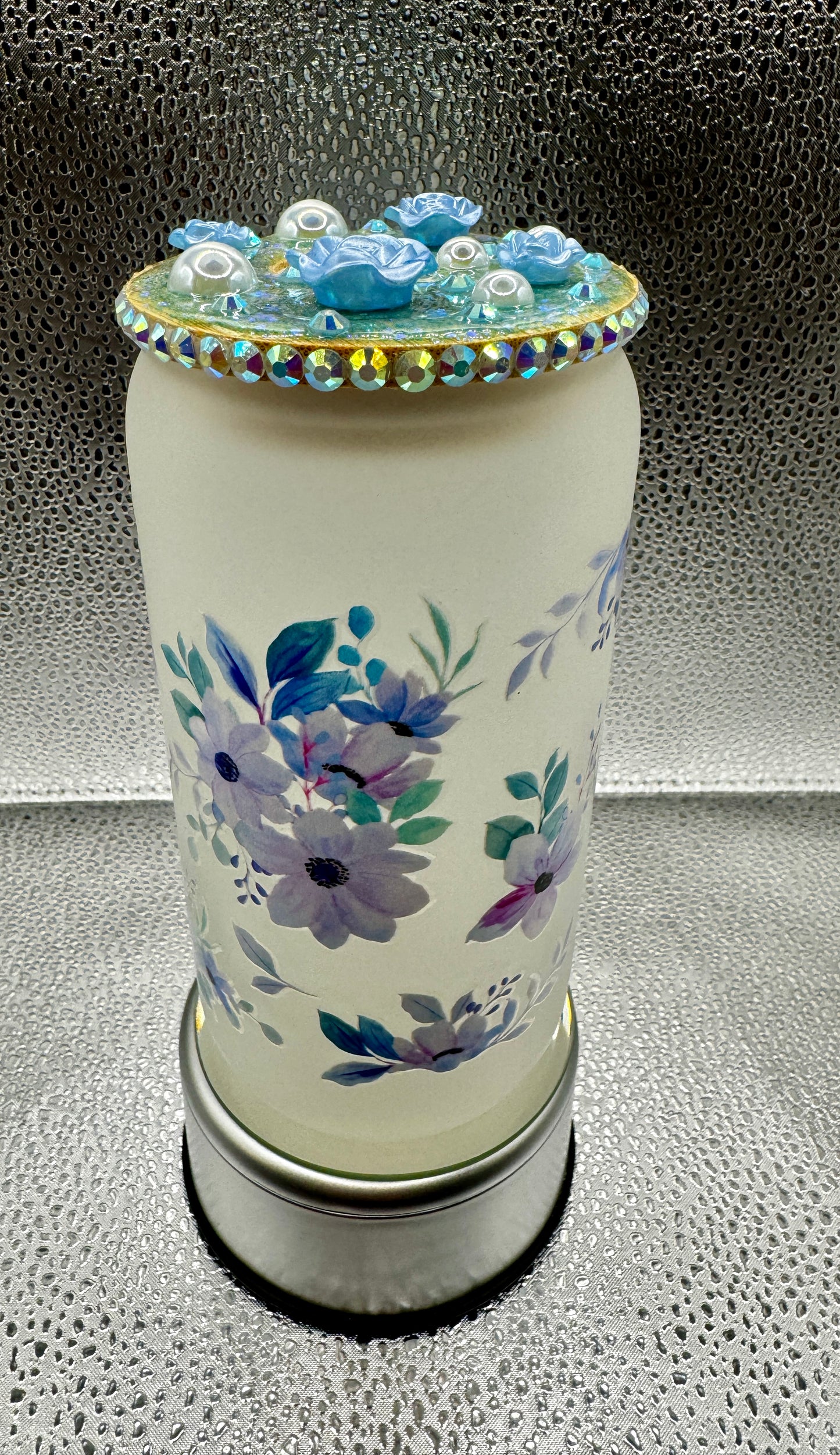 Floral Glass Drink Can