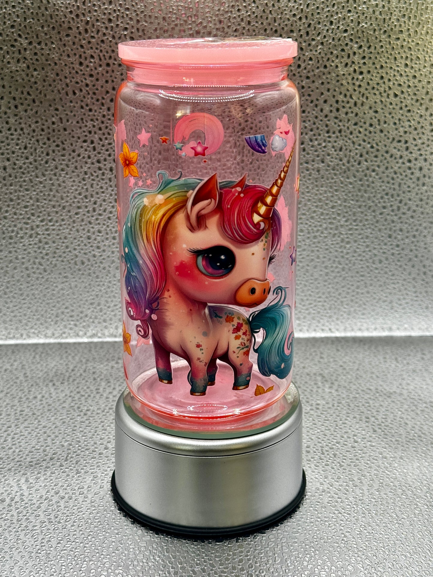 Pink Unicorn Plastic Drink Can