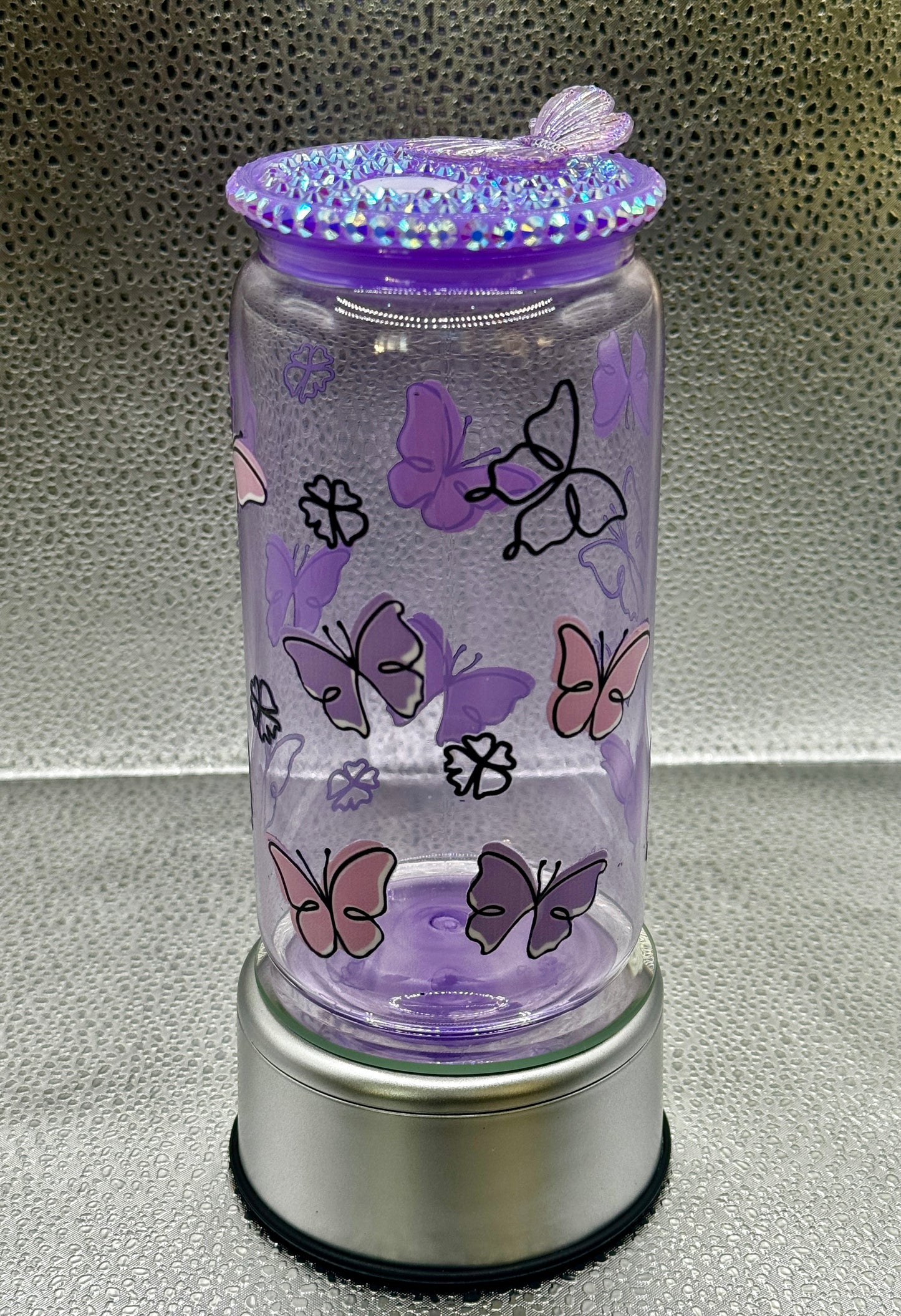 Purple Butterfly Plastic Drink Can