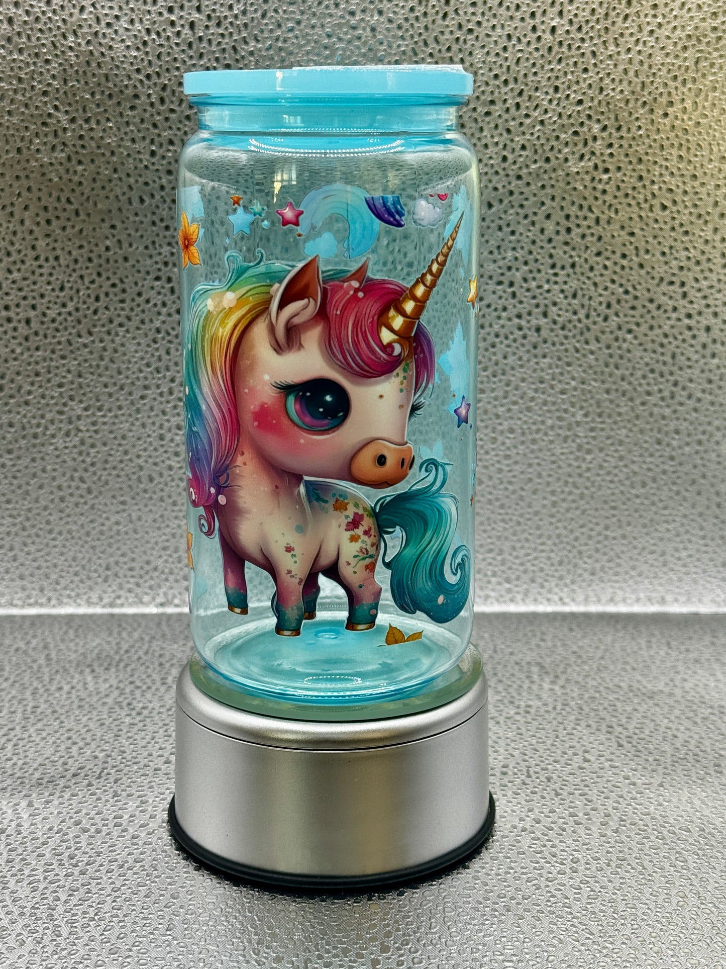 Blue Unicorn Plastic Drink Can