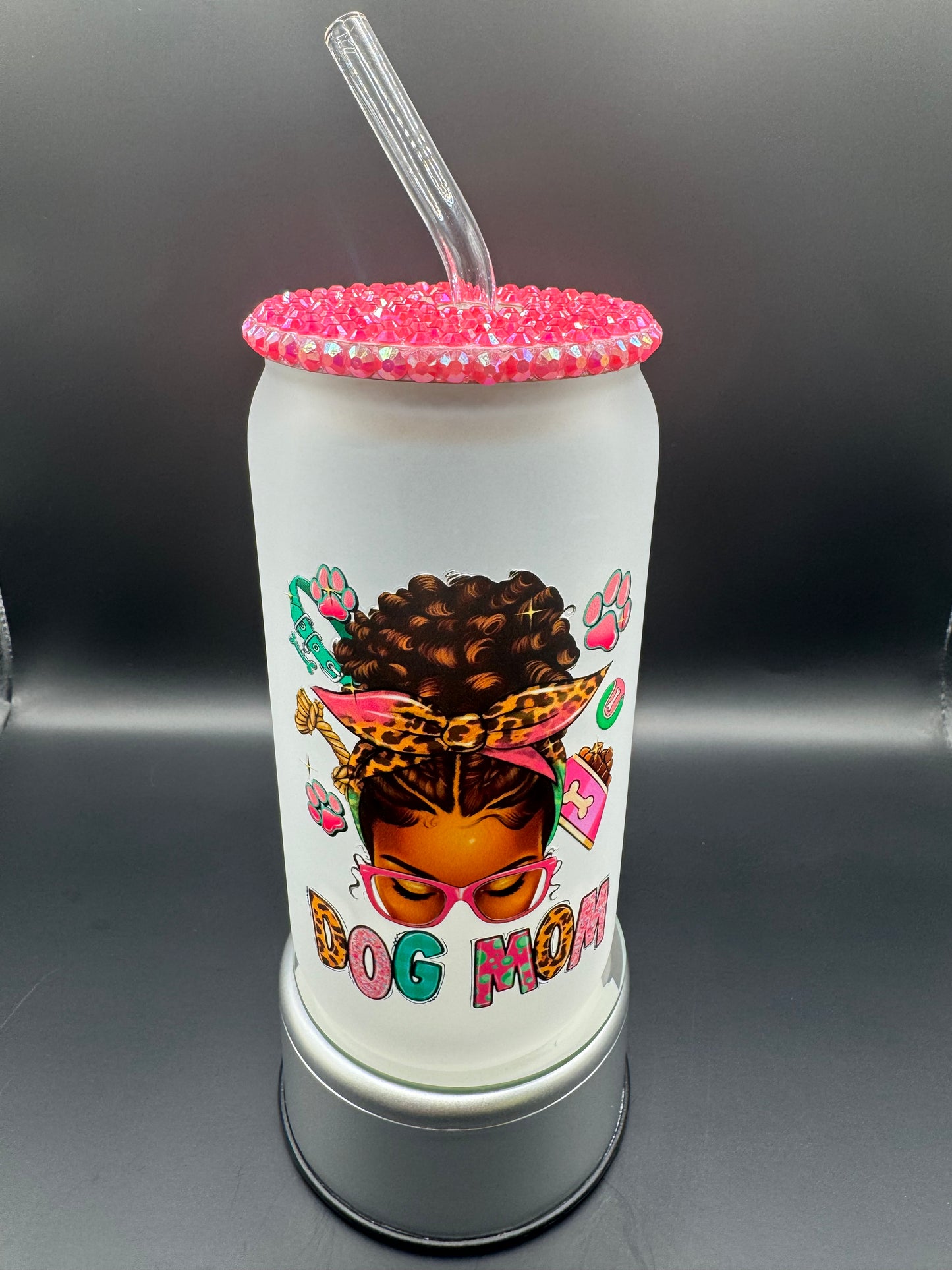 Dog Mom Glass Drink Can