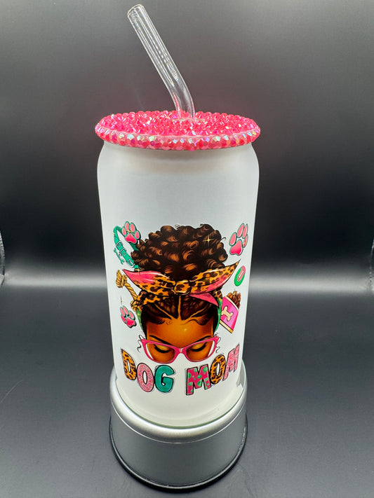 Dog Mom Glass Drink Can