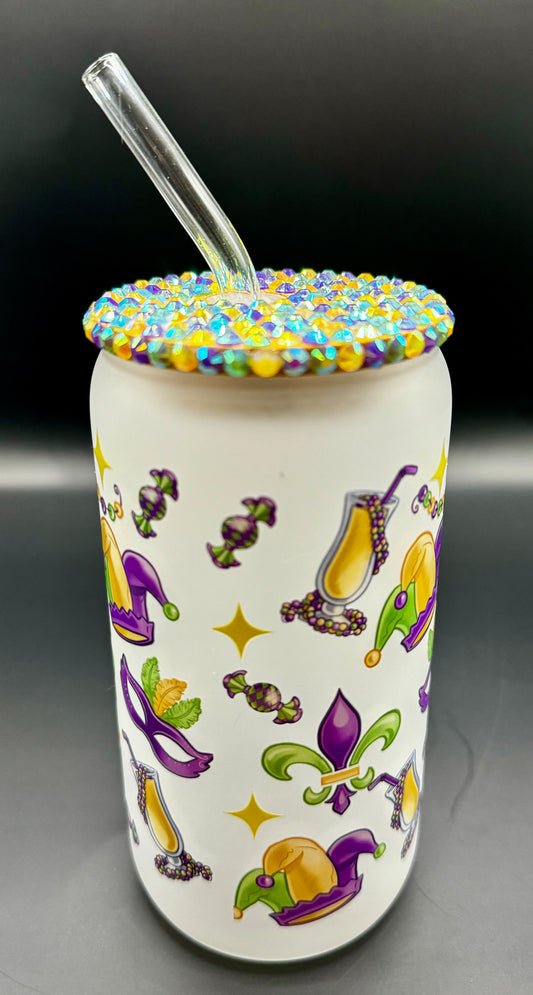 Fleur-de-lis Glass Drink Can