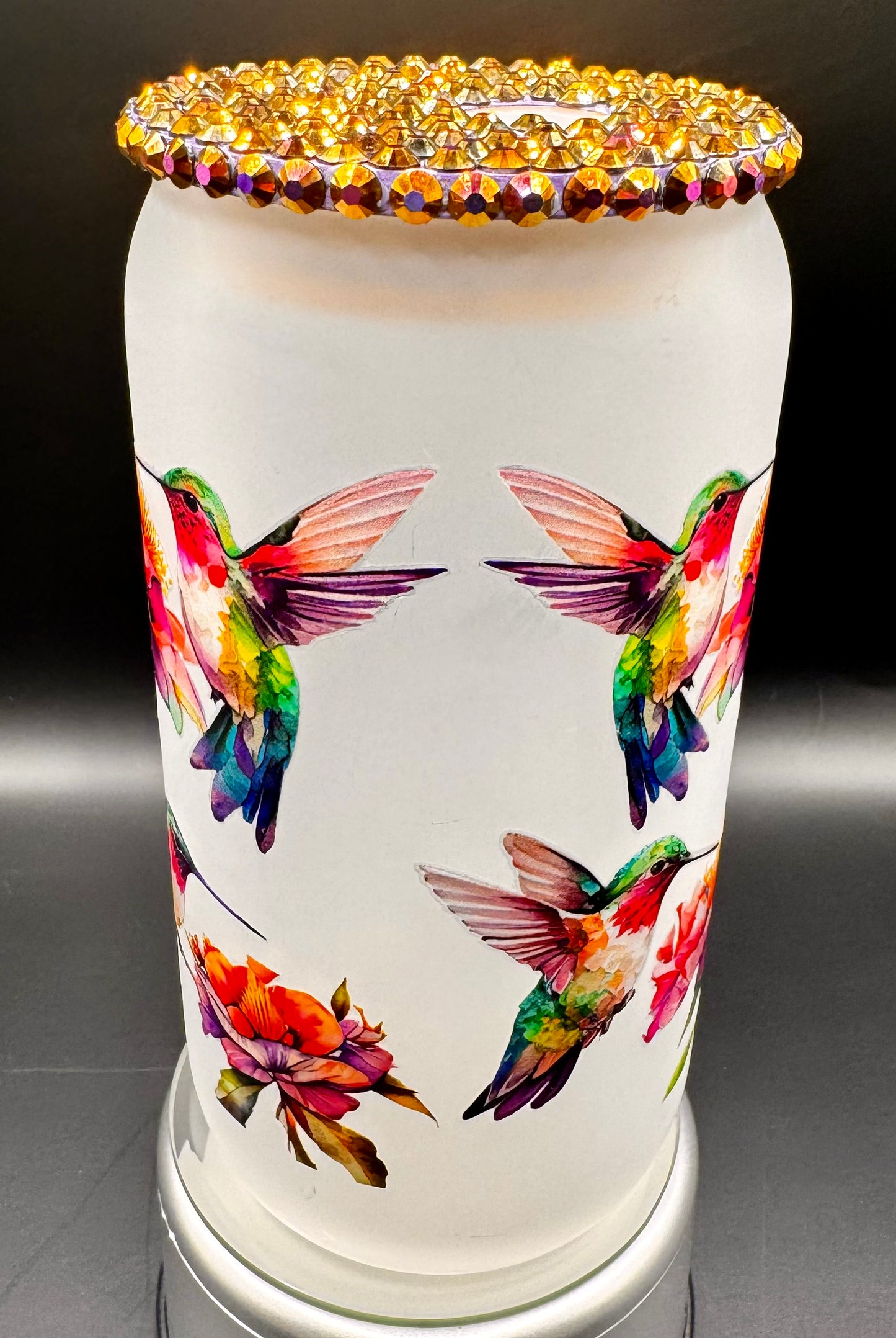 Hummingbird Glass Drink Can