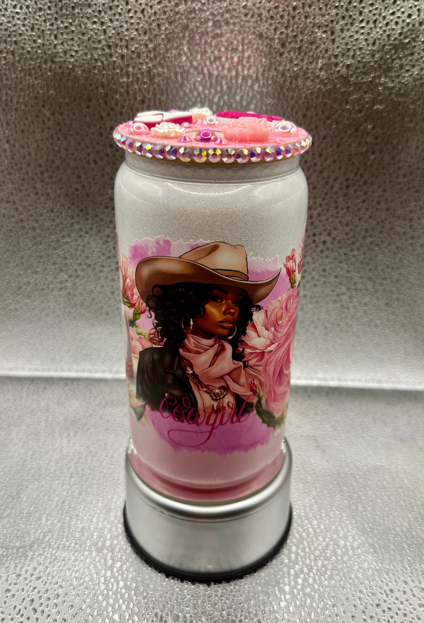 Cowgirl Shimmer Glass Drink Can