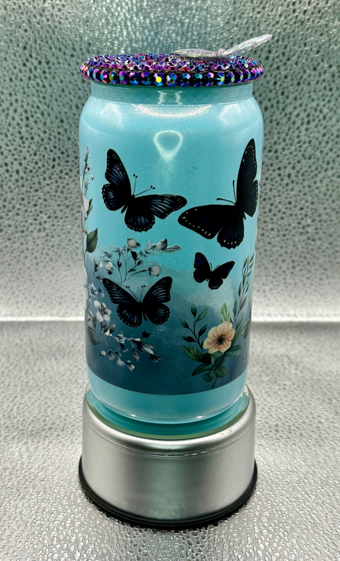 Black Butterfly Glass Can