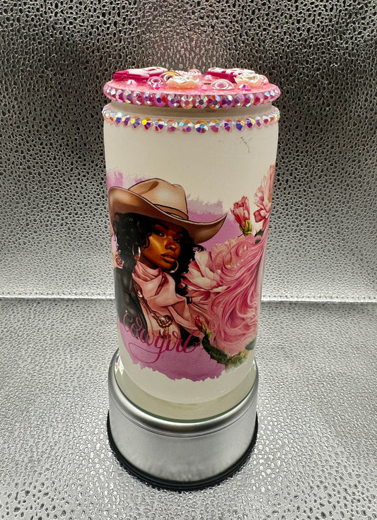 Cowgirl Rhinestone Frosted Drink Can