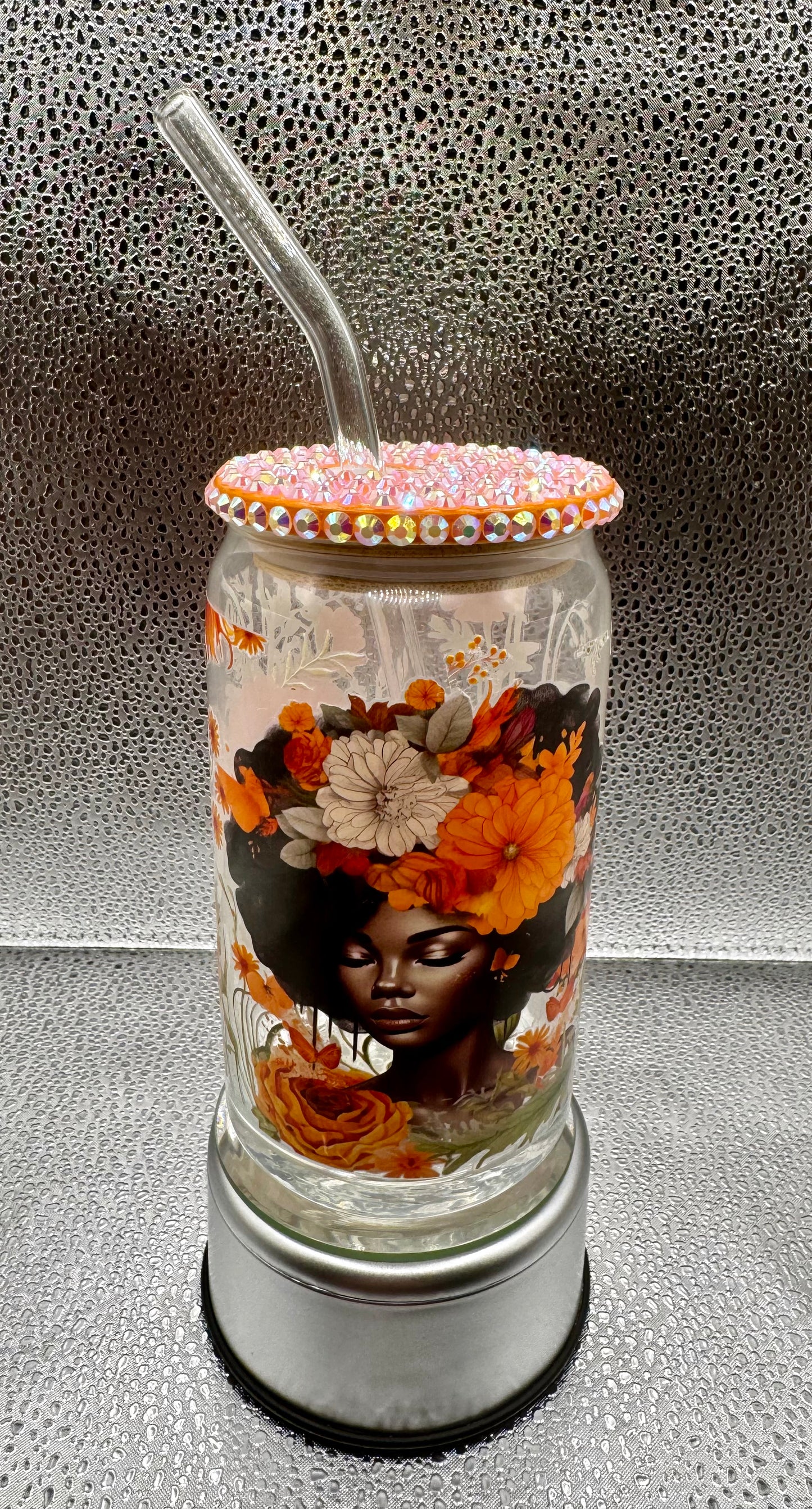 Orange Flower Beauty Glass Drink Can